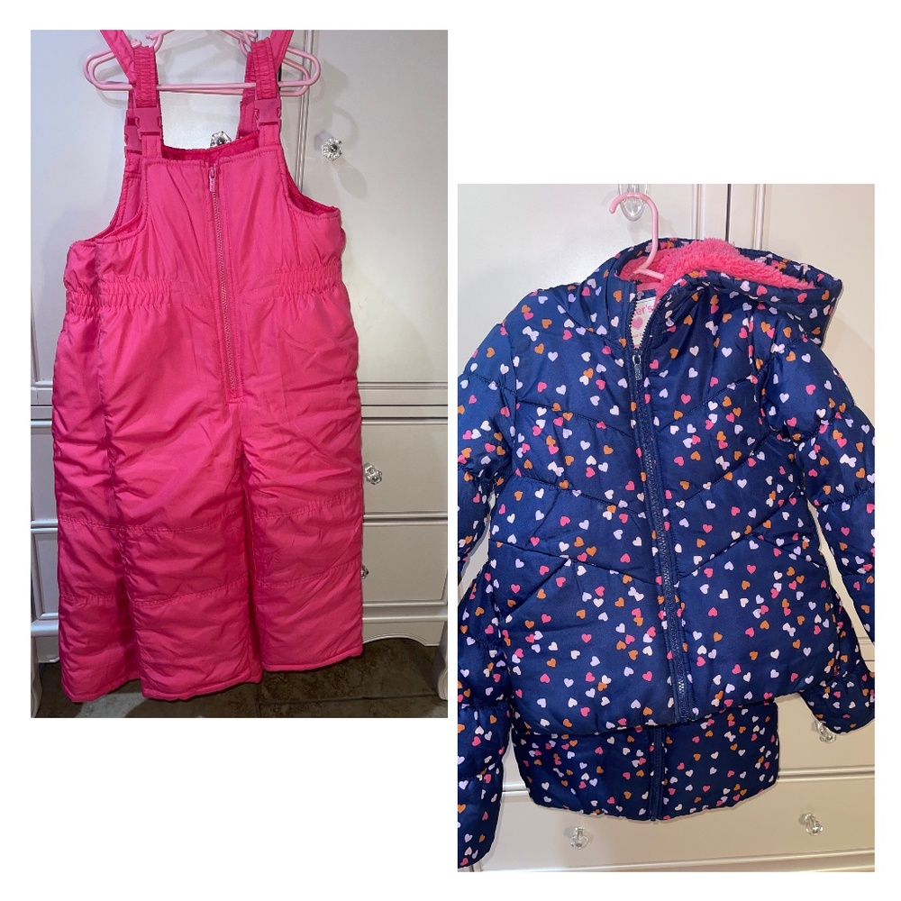 Snowsuit bib with puffer jacket set